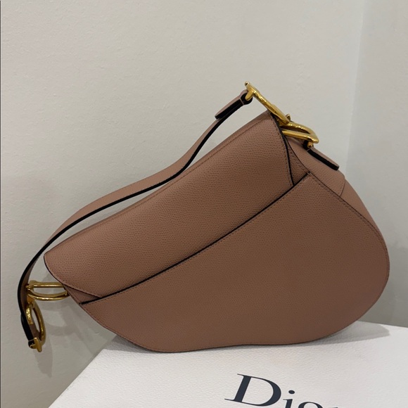 Christian Dior Saddle Bag Medium Nude Grained Leather – NEW Never Used Authentic - Picture 8 of 11
